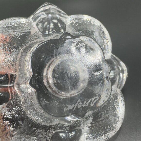 Orrefors Sweden Textured Scalloped Votive Candle Holder Clear Signed Glass VTG - Picture 4 of 15